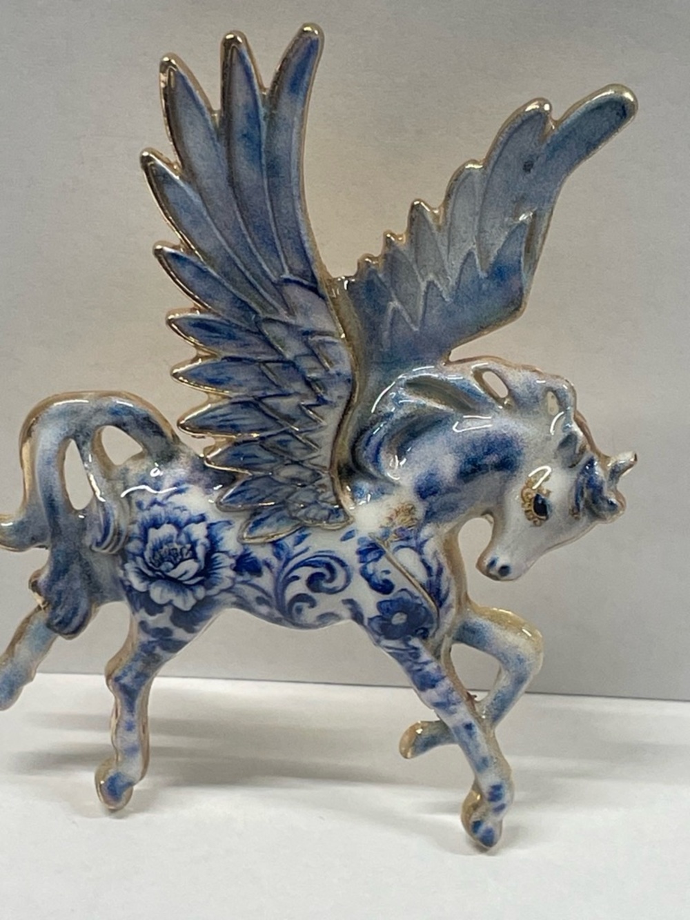 Blue and White Brooch Pegasus Figurine